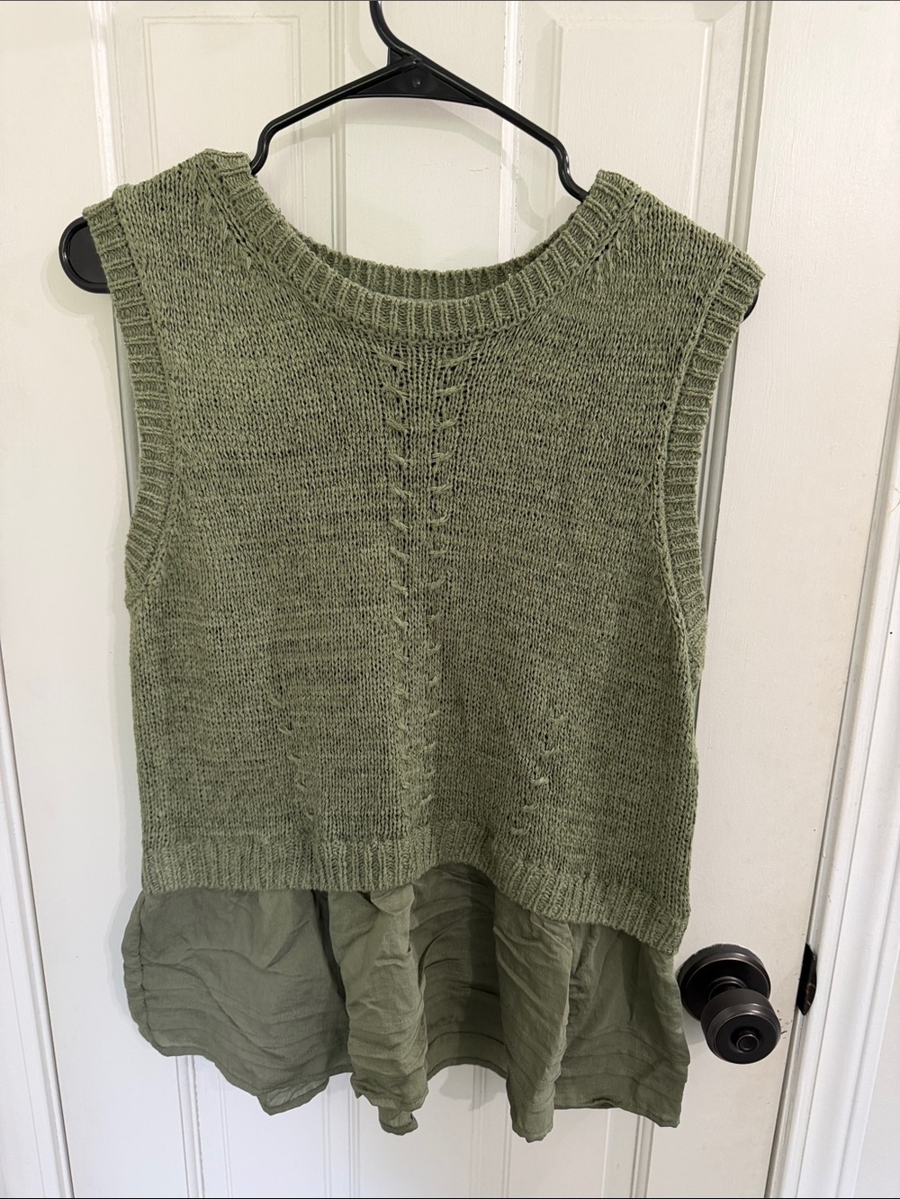 Olive Knit Layered Tank Top - Brand: